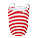 Red And White Striped Pattern Print Round Laundry Basket