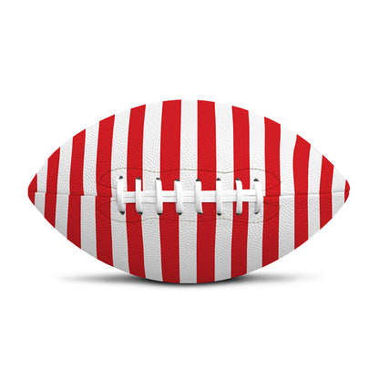 Red And White Striped Pattern Print Rugby Ball