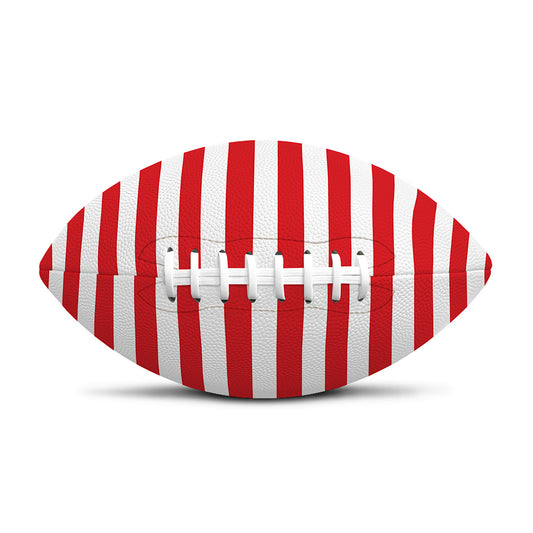 Red And White Striped Pattern Print Rugby Ball