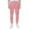 Red And White Striped Pattern Print Joggers