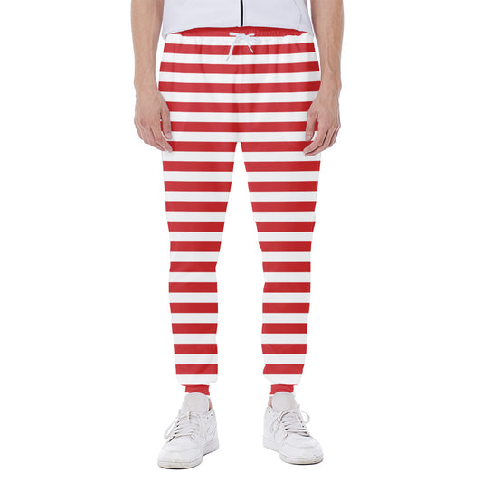 Red And White Striped Pattern Print Scuba Joggers