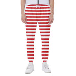 Red And White Striped Pattern Print Scuba Joggers