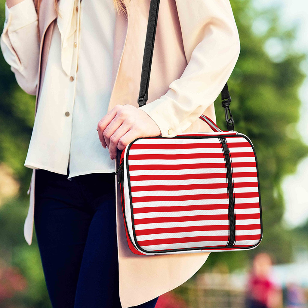 Red And White Striped Pattern Print Shoulder Strap Bible Bag