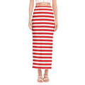 Red And White Striped Pattern Print Side Slit Maxi Skirt