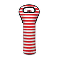Red And White Striped Pattern Print Single Neoprene Wine Tote