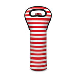 Red And White Striped Pattern Print Single Neoprene Wine Tote