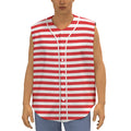 Red And White Striped Pattern Print Sleeveless Baseball Jersey