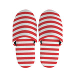 Red And White Striped Pattern Print Slippers