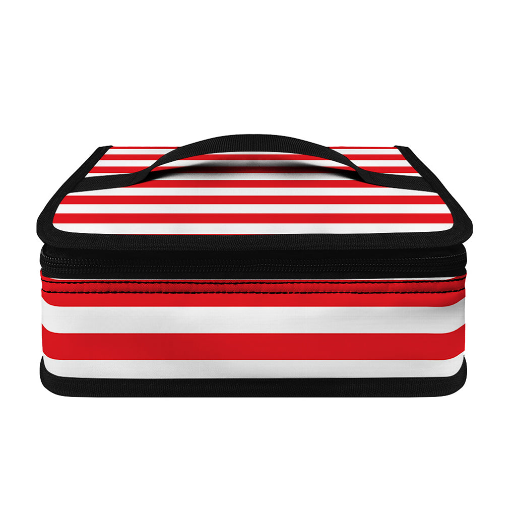 Red And White Striped Pattern Print Small Lunch Bag