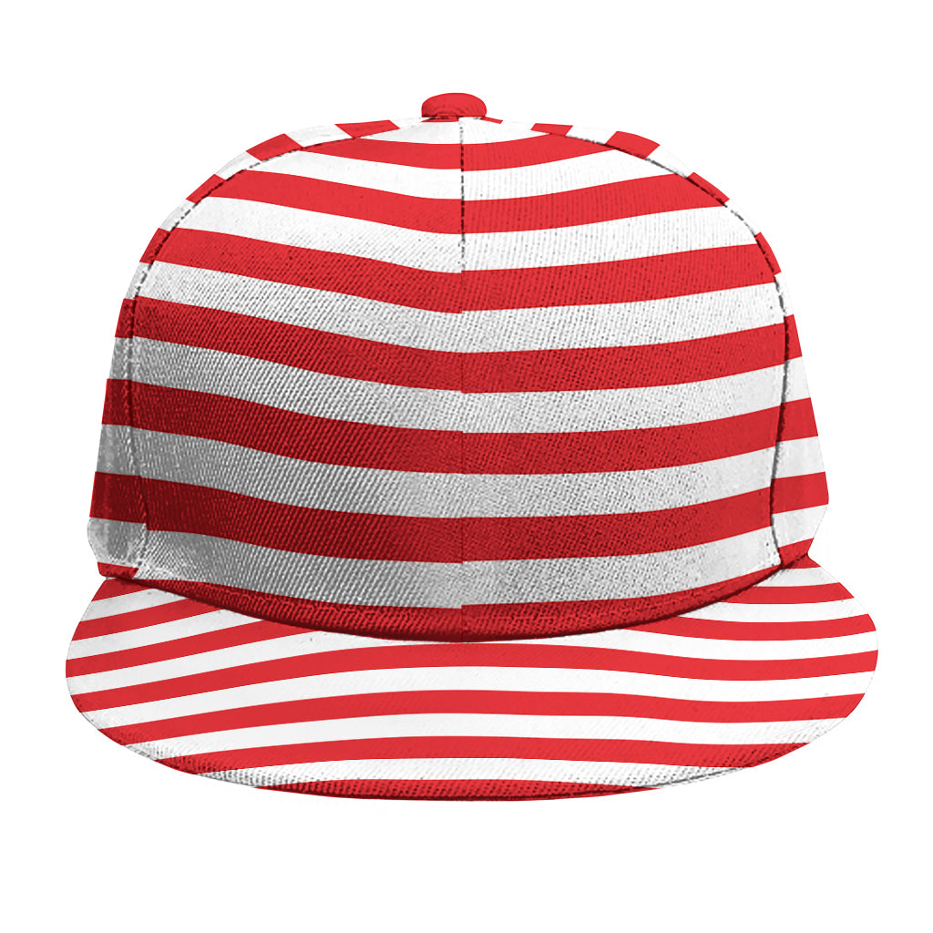 Red And White Striped Pattern Print Snapback Cap