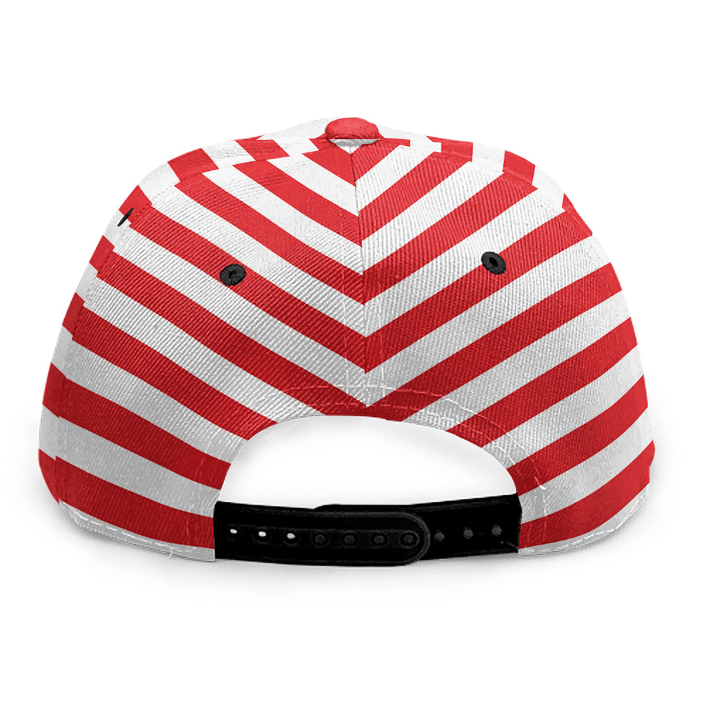 Red And White Striped Pattern Print Snapback Cap