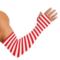 Red And White Striped Pattern Print Sun Protection Arm Sleeves