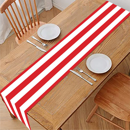 Red And White Striped Pattern Print Table Runner