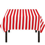 Red And White Striped Pattern Print Tablecloth