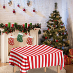 Red And White Striped Pattern Print Tablecloth