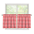 Red And White Striped Pattern Print Tier Curtains