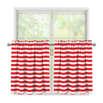 Red And White Striped Pattern Print Tier Curtains