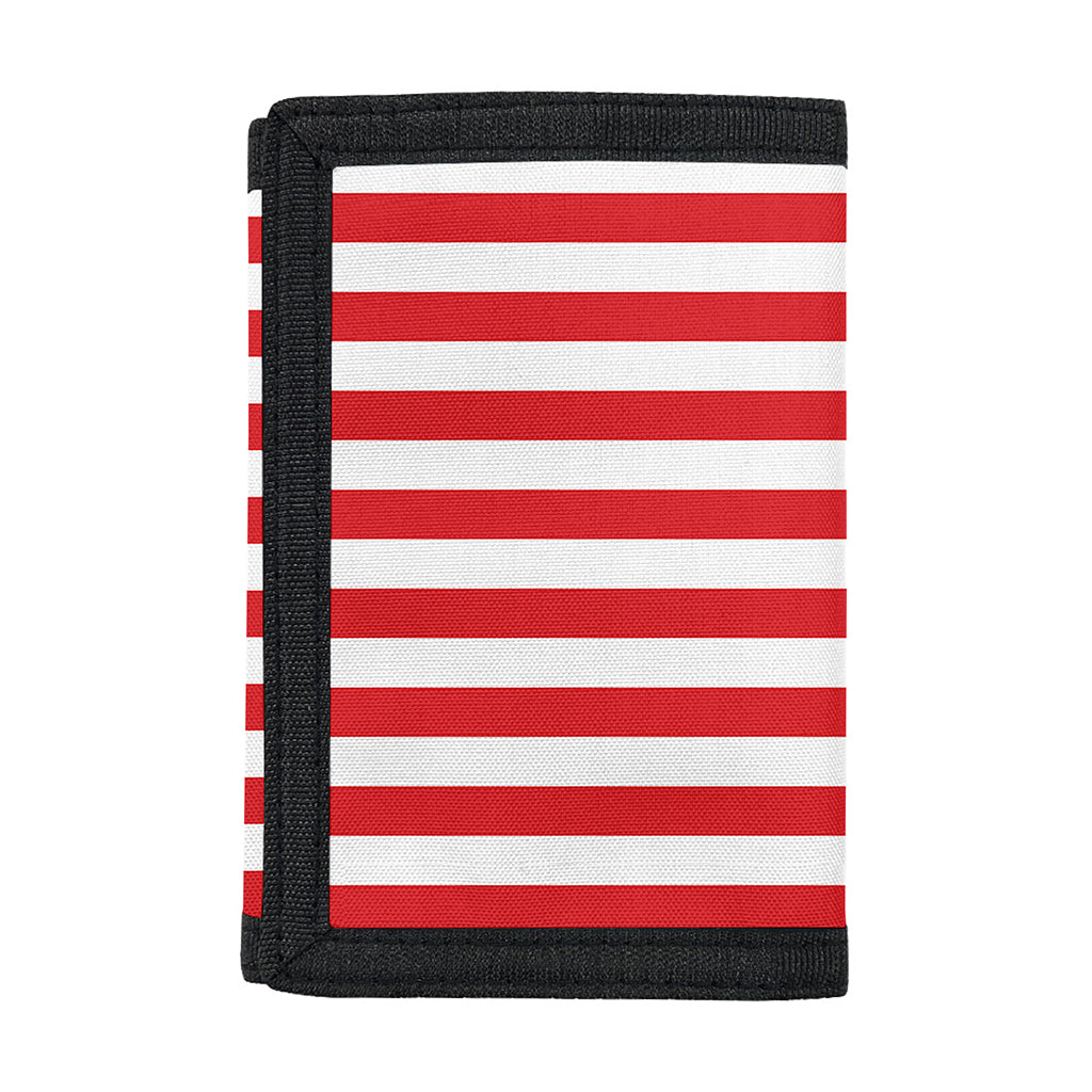 Red And White Striped Pattern Print Trifold Wallet