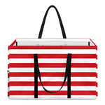 Red And White Striped Pattern Print Utility Tote Bag