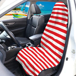 Red And White Striped Pattern Print Waterproof Car Seat Cover