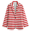 Red And White Striped Pattern Print Women's Cotton Blazer