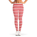 Red And White Striped Pattern Print Women's Leggings