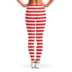 Red And White Striped Pattern Print Women's Leggings