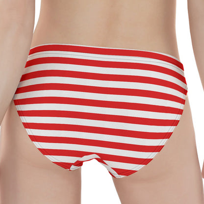 Red And White Striped Pattern Print Women's Panties