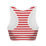 Red And White Striped Pattern Print Women's Sports Bra
