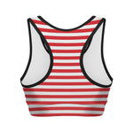 Red And White Striped Pattern Print Women's Sports Bra