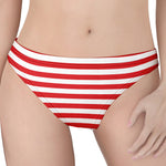 Red And White Striped Pattern Print Women's Thong