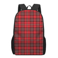 Red And White Tartan Pattern Print 17 Inch Backpack