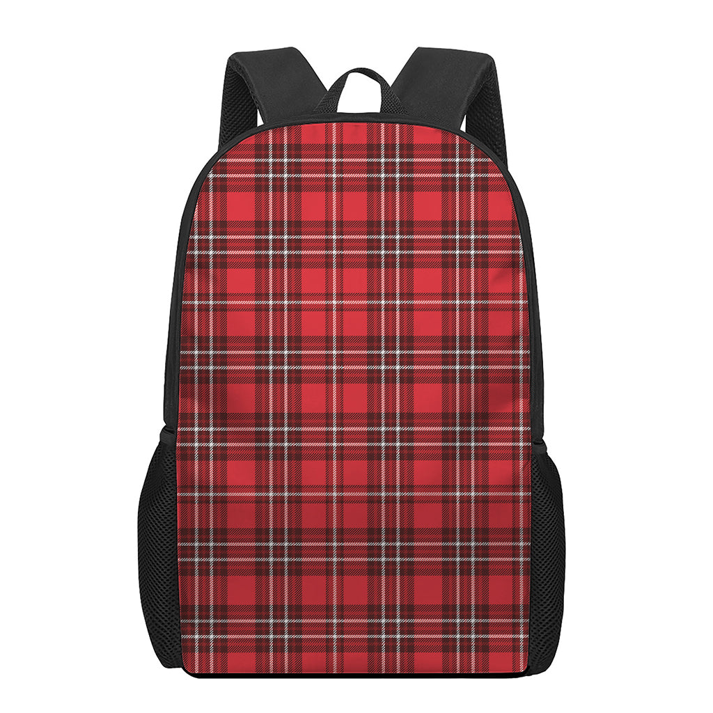 Red And White Tartan Pattern Print 17 Inch Backpack