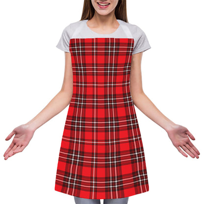 Red And White Tartan Pattern Print Adjustable Apron