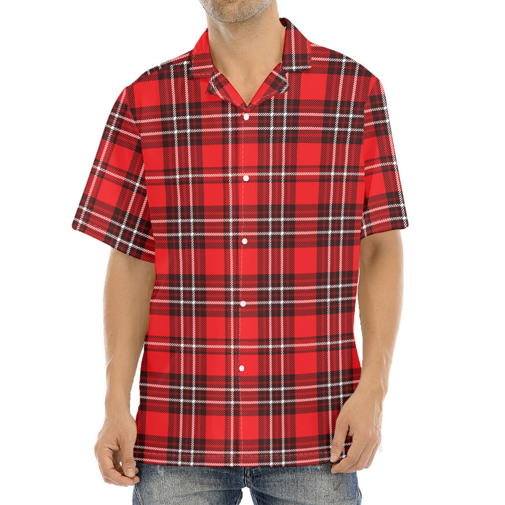 Red And White Tartan Pattern Print Aloha Shirt