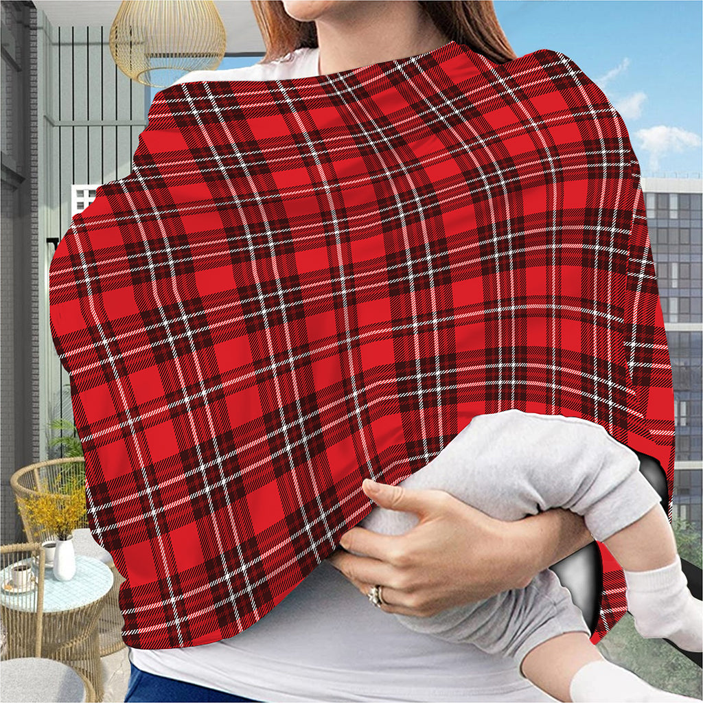 Red And White Tartan Pattern Print Baby Seat Cover