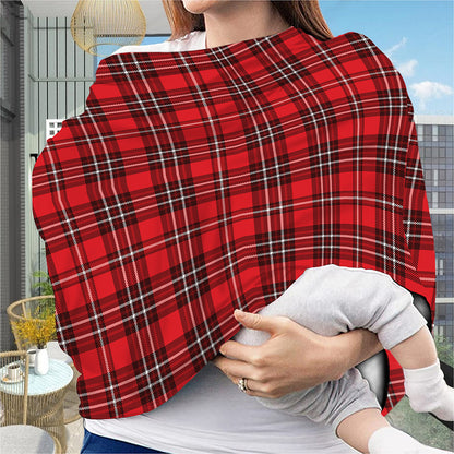 Red And White Tartan Pattern Print Baby Seat Cover
