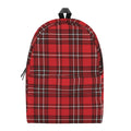 Red And White Tartan Pattern Print School Backpack