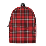 Red And White Tartan Pattern Print Backpack