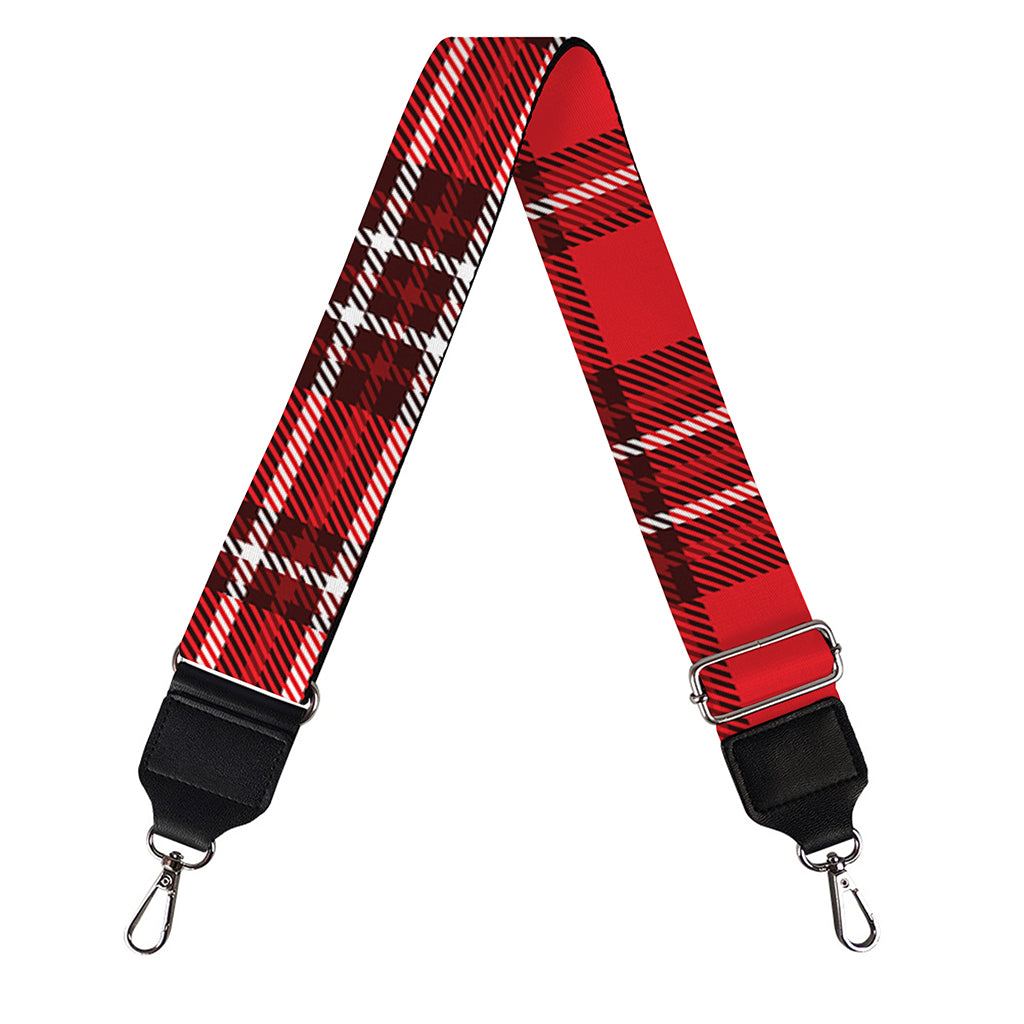 Red And White Tartan Pattern Print Bag Strap