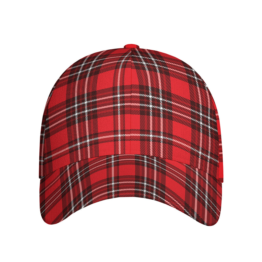 Red And White Tartan Pattern Print Baseball Cap