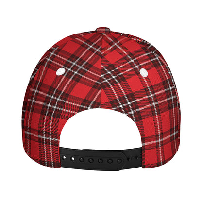 Red And White Tartan Pattern Print Baseball Cap