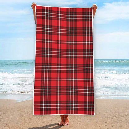 Red And White Tartan Pattern Print Beach Towel
