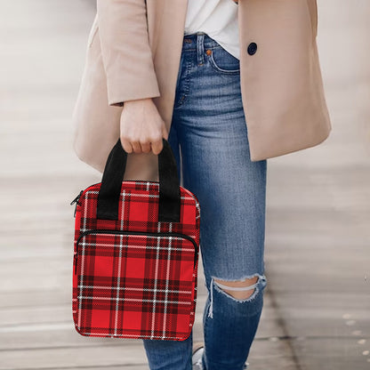 Red And White Tartan Pattern Print Bible Tote Bag