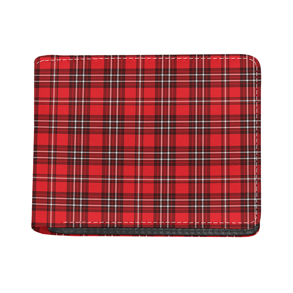 Red And White Tartan Pattern Print Bifold Wallet