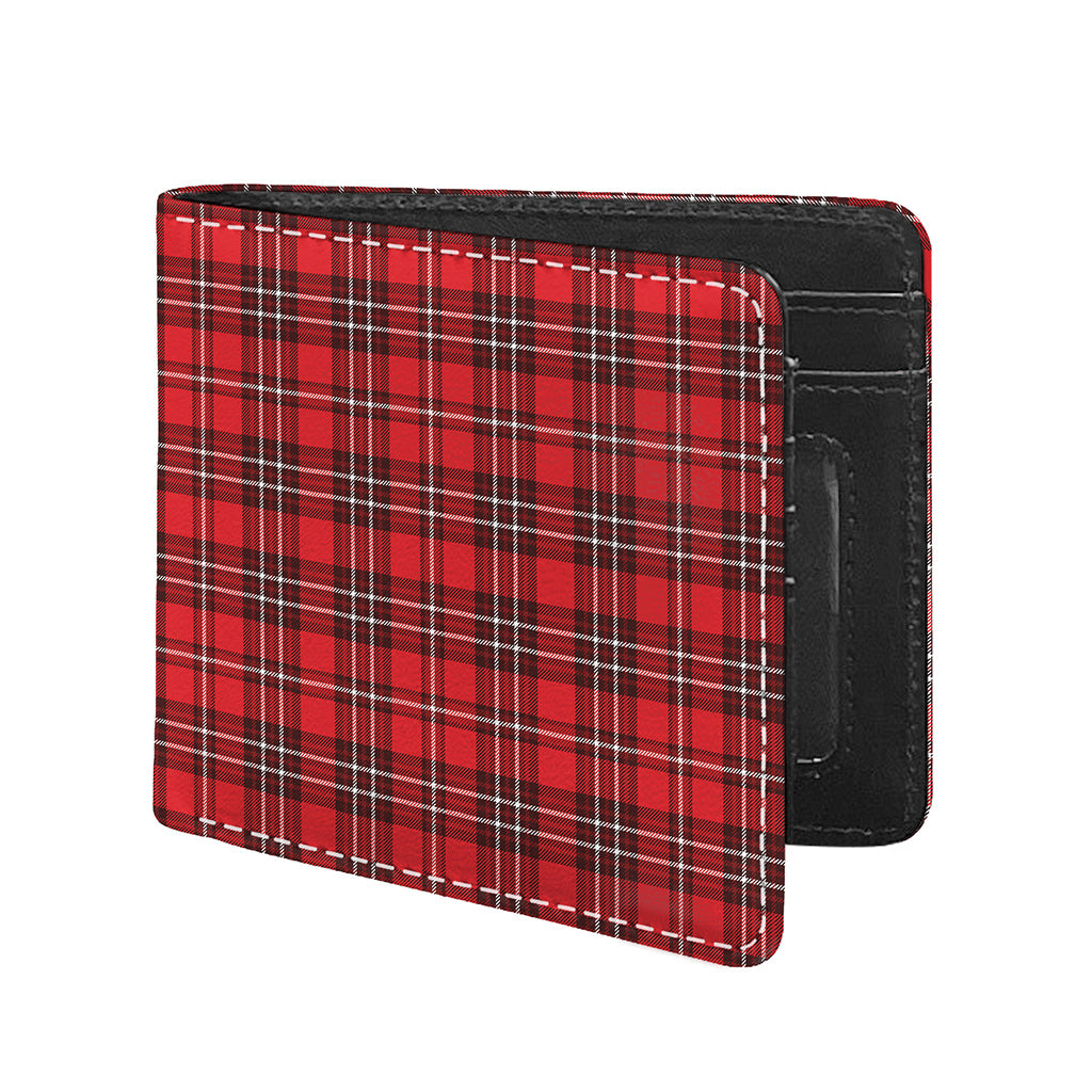 Red And White Tartan Pattern Print Bifold Wallet