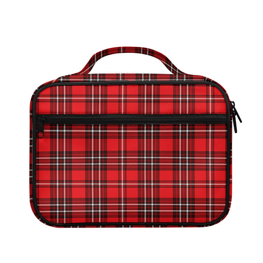 Red And White Tartan Pattern Print Briefcase Bible Bag