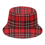 Red And White Tartan Pattern Print Bucket Hat