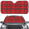 Red And White Tartan Pattern Print Car Windshield Sun Shade