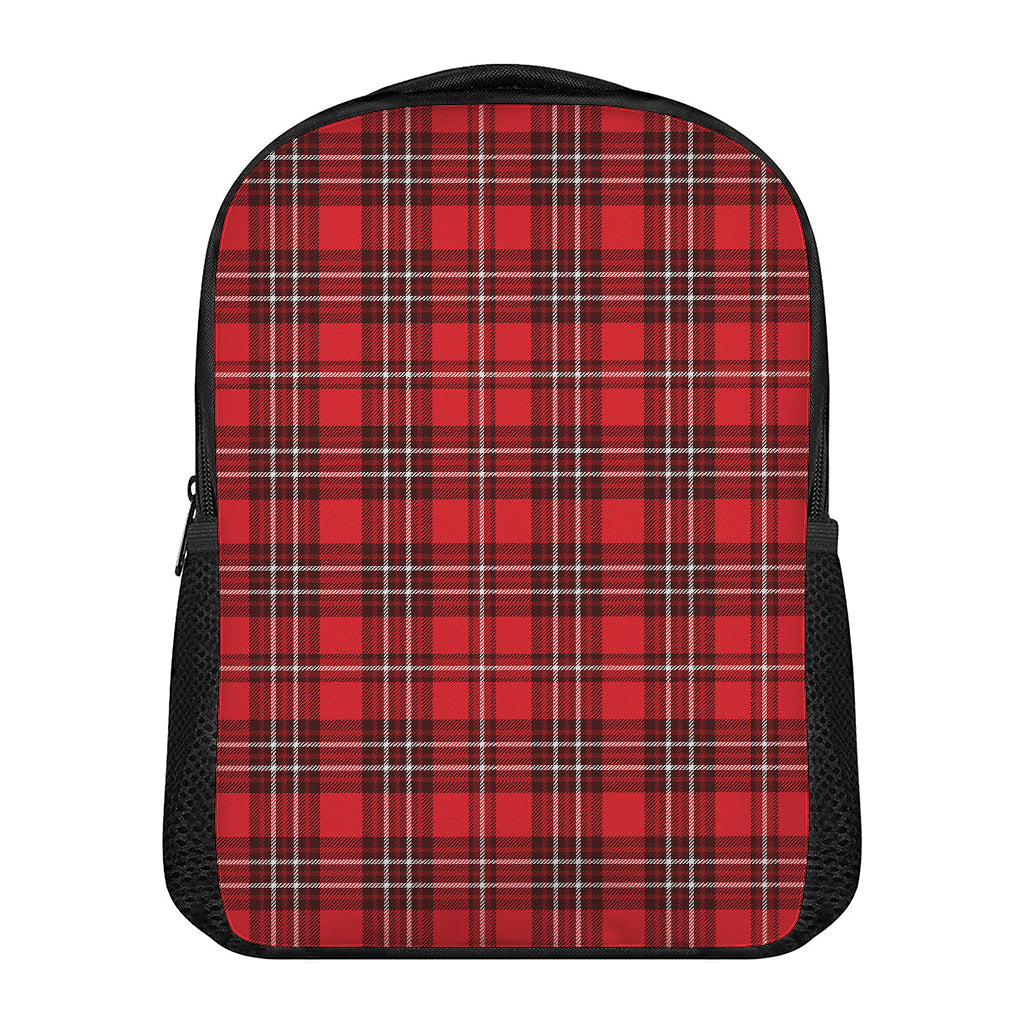 Red And White Tartan Pattern Print Casual Backpack